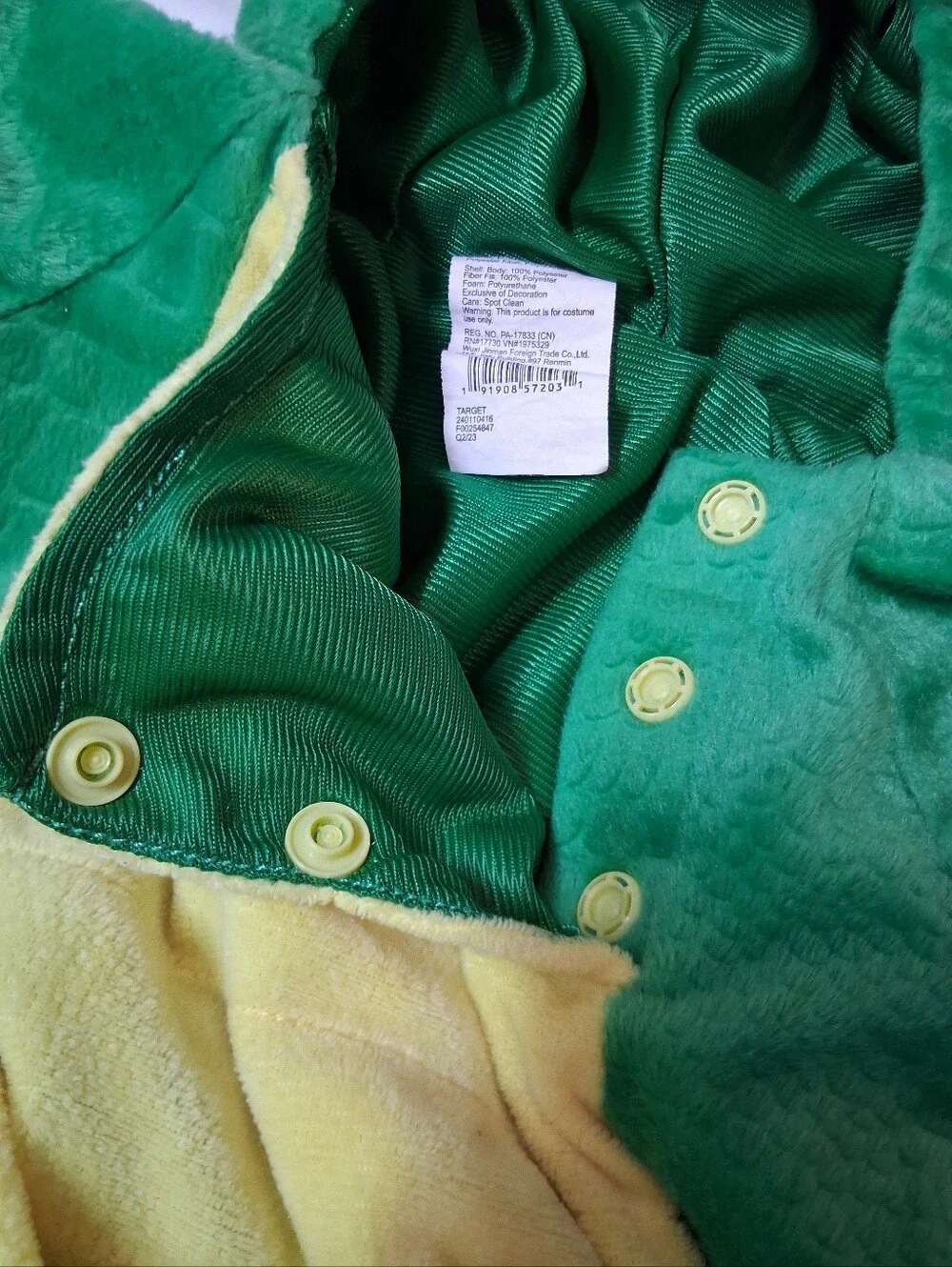 Target Green and Yellow Triceratops Toddler Costume Size 0-6 Months Preowned